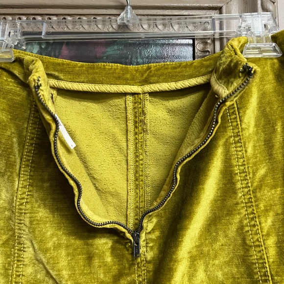 From Free People…a Femme Chartreuse Velvet Miniskirt - Picture 3 of 9